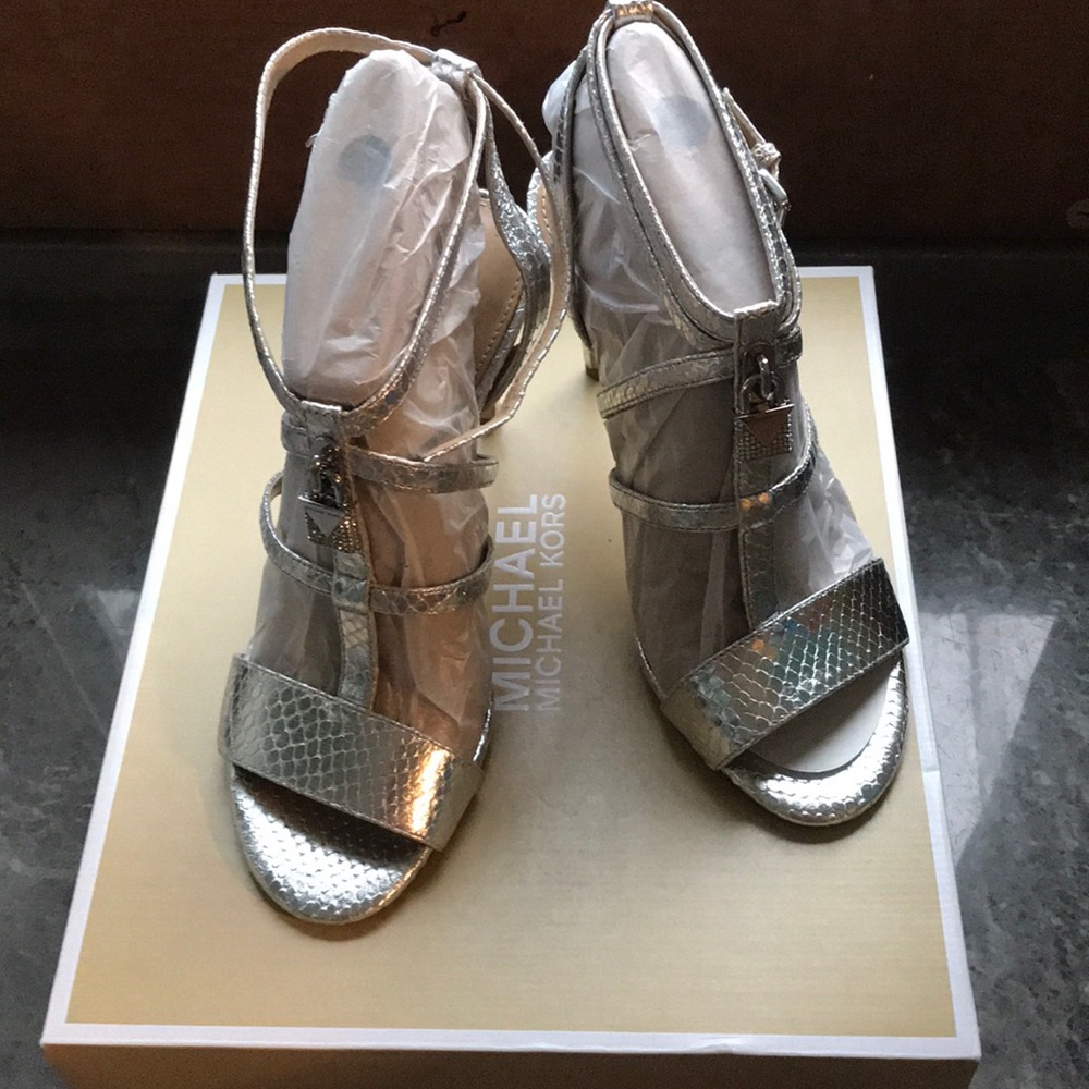 Michael kors metallic strappy heel